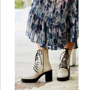 White lace up boots